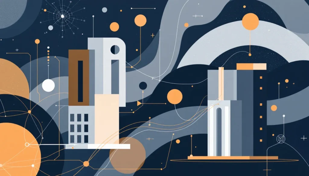 Ilustración conceptual abstracta sobre regulación y supervisión de inteligencia artificial